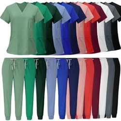 Hot Sale Anti Falten Wäschbar Soft Stoff Infirmière Scrubs Spidol Uniform Medical Scrubs Fraen Jogger Scrubs Sets Pair