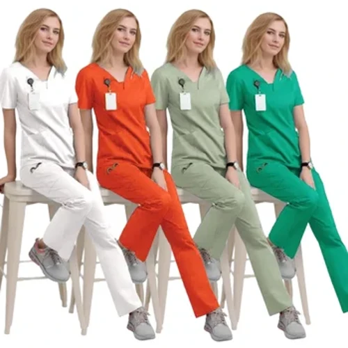 Imikhono emifishane I-V Neck Hospital Unesi Ukhuhla Iyunifomu Yezokwelapha Ukusetha Unesi I-Medicos Ukhuhla Iyunifomu Yobuhlengikazi