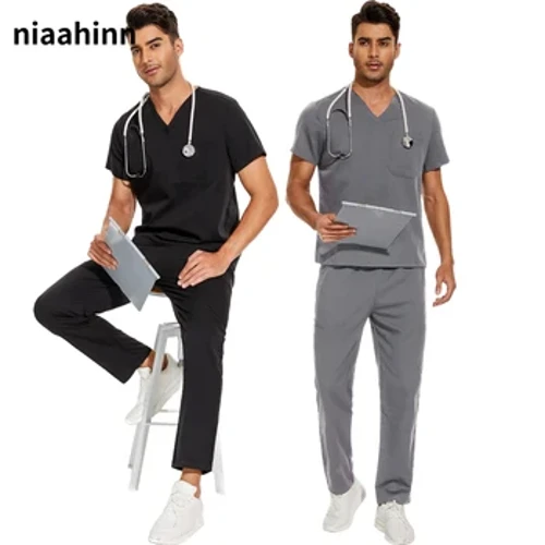 Männer Scrubs Medical Uniform Lab Set Männlech Grousshandel Klinik Spidol Dokter Overalls V-Hals Moud Scrub Apdikt Infirmière Kleeder