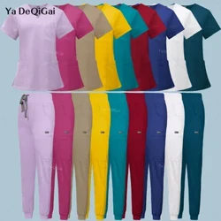 Nā lole Jogger Multicolour Nā ʻaʻahu kahu hānai lima pōkole V-ʻāʻī ma luna o ka ʻeke Pants Pulu kahu kahu i hoʻonohonoho ʻia i nā lole lapaʻau lapaʻau.