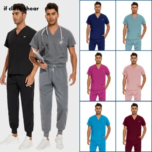 Medicinska uniformer Män Unisex sjukhus Kirurgiska dräkter Tandklinik Läkare Scrubs Uniformer Lab Arbetskläder Kläder Sjuksköterska Tillbehör