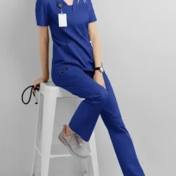 Bệnh viện Bác Sĩ Điều Dưỡng Đồng Phục Phụ Nữ Bán Buôn Ngắn Tay Cổ Chữ V Quần Jogger Phù Hợp Với Y Tá Dược Làm Việc Đồng Phục Y Tế