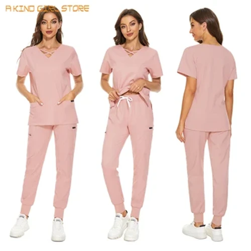 Uniforme de asistentă de calitate pentru femei cu buzunar Uniforme de lucru pentru salon de înfrumusețare Servicii de sănătate cu mâneci scurte Îmbrăcăminte de muncă Scrubs medical