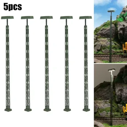 5PCS 1: 87 Đèn mô hình đèn đường sắt Lattice Mast Light Gauge H0 Bố cục ánh sáng Mô hình Phố Vườn Phong cách Trang trí tòa nhà