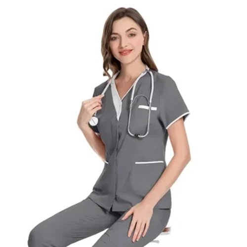 Îmbrăcăminte chirurgicală Salon de înfrumusețare Haine de lucru Doctor Topuri cu mâneci scurte Decolteu în V Uniforme de asistentă pentru femeie tehnician
