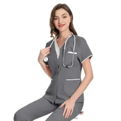 OP-Kleidung, Schönheitssalon, Arbeitskleidung, Arzt, kurzärmlige Oberteile, V-Ausschnitt, weibliche Uniformen für Krankenpflegetechniker