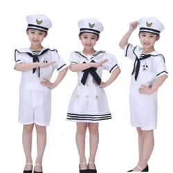 100-160cm Wasichana Wasichana Mavazi Kwaya Jukwaani Vaa Uchezaji wa Ngoma Mavazi ya Baharia ya Navy Watoto Wavulana Sare ya Jeshi ya Msichana wa Scout