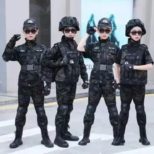 Haurrentzako indar berezien borroka uniforme berria, kamuflaje entrenamendu jantzi berria, arrano beltza kamuflaje jantzia, errendimenduko jantzia