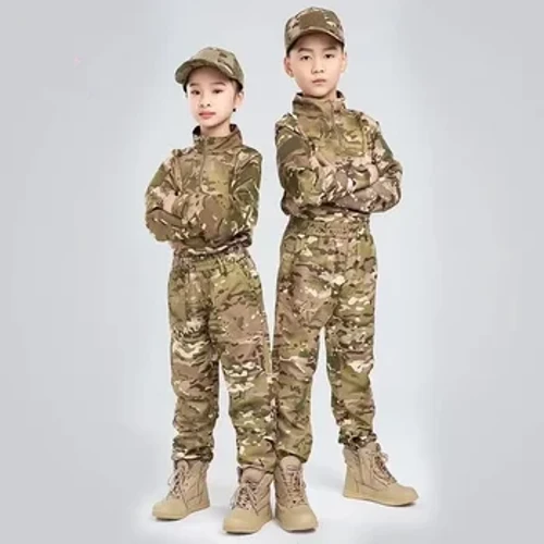 Costumul pentru uniforme de camuflaj pentru copii, cu mânecă lungă, respirabil, pentru dezvoltare în aer liber, pentru elevi, tabără de vară, uniformă de antrenament militară