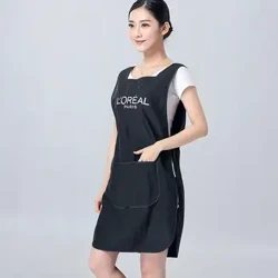 Đồng phục thợ làm tóc Vest tạp dề Cắt tóc Công việc làm tóc màu đen