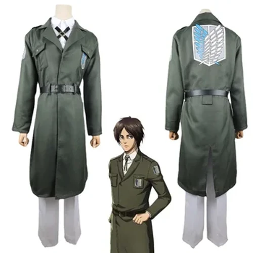 “Titan Eren Lewi” kosplay geýim geýimine zenan erkekler Şingeki ýok Kýojin skaut legion esgeri penjek palto şemaly döwmek formasy