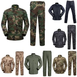 Conjunto de uniformes militares para hombres, traje negro Multicam transpirable de camuflaje del ejército, camisa de combate, uniforme de carga táctico, conjunto de caza