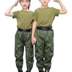 Meninos meninas uniforme militar combate tático crianças jaqueta calças conjunto camuflagem selva impressão 3 pçs crianças especial swat terno do exército