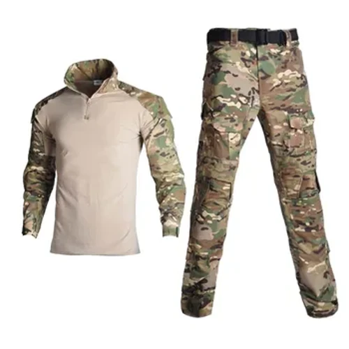 Ochiq Airsoft Peyntbol kiyimi Harbiy forma Camo ov kostyumi Armiya taktik jangovar uzun ko'ylak + yuk shimlari