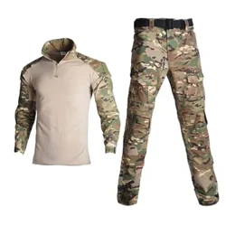 Utomhus Airsoft Paintball Kläder Militär Uniform Camo Jaktdräkt Army Tactical Combat Lång skjorta+cargobyxor