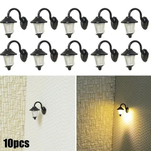 10 adet Duvar Lambaları LED Sokak Lambaları 1:87 HO Ölçekli Lambalar H0 Evler Bina Minyatürleri Komple Lamba Bahçe Dekor Düzeni Modeli