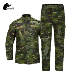 Militär uniform Camo Taktisk Dräkt Armé Kamouflage Kläder Set Jakt Fiske Paintball Dräkt Träningsutrustning AY048