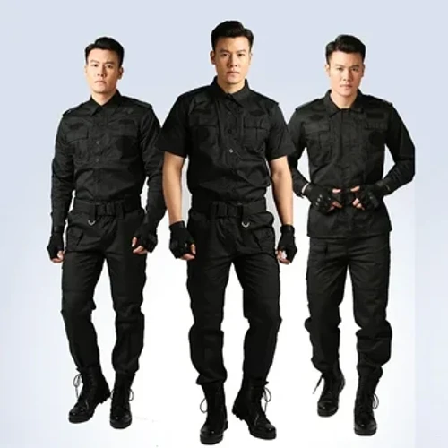Uniforme tactice negre Uniforme de pază Atelier de îmbrăcăminte Antrenament în aer liber Vară Toamnă Mânecă scurtă Mânecă lungă