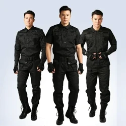 Uniforme Taktiko Beltzak Segurtasun Guardia Uniformea ​​Arropa Tailerra Kanpoko Entrenamendua Udako Udazkeneko Manga Motza Manga Luzea