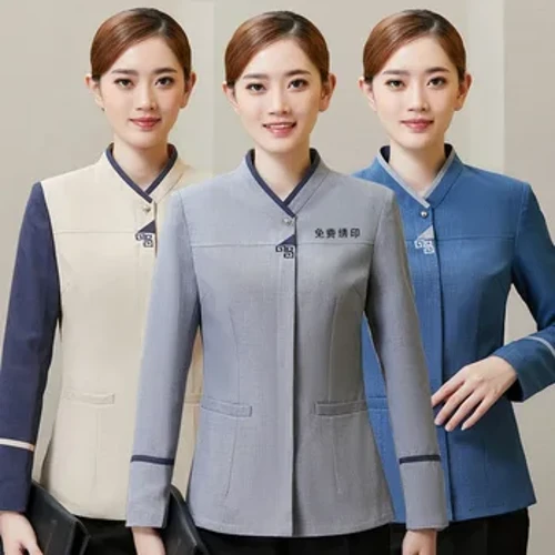 Set uniforme a maniche lunghe per pulizia estiva delle pulizie della camera d'albergo a maniche corte, zia, proprietà della comunità, uniforme per la pulizia delle proprietà