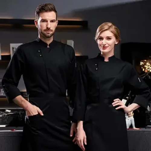 Chef Uniform Long-Peided Hotel Western Food Catering Kitchen Restaurant Short-Pleed Chef Baker Work Clothes Men