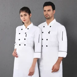 Erkekler şef ceketi Önlük Uzun Kollu Şef Üniforma Restoran Aşçı Ceket Şef T-shirt Iş Üniforması Otel Giysileri Logo kadınlar için