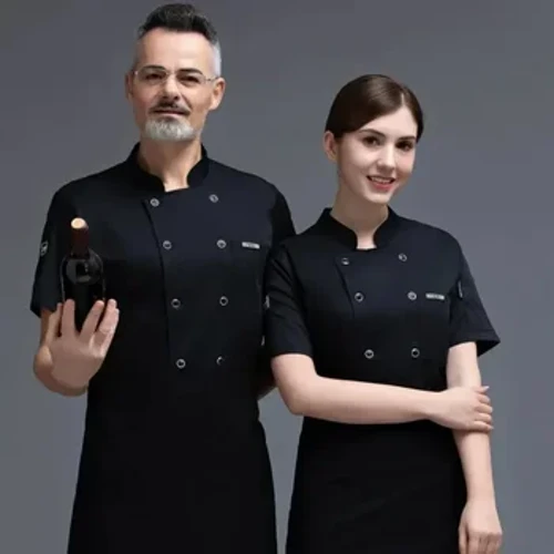 Yeni 2024 Otel Restoran Kantin Mutfak Nefes Örgü Şef Üniforma Uzun kollu Erkekler ve Kadınlar için