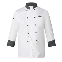 Mga Propesyonal na Chef Uniform para sa Mga Lalaki na may Mahabang Manggas, Angkop para sa Spring at Autumn sa Mga Hotel, Restaurant at Kusina