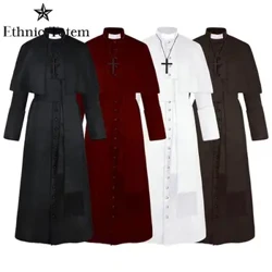 Róba Éide Sagart Seanré na Meánaoise Fir Oíche Shamhna Fir Pápa Pastor Clóca Cosplay culaith Renaissance Manach Ródaí Cléire