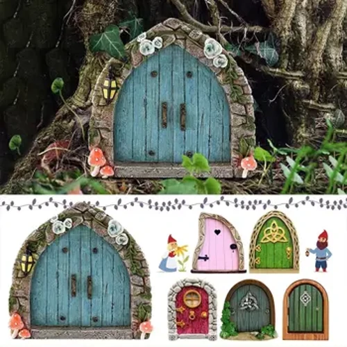 Fairy Gate Fairy Tale Gate Courtyard Wooden Tree Wooden Ornaments Decoration Sculpture Figurines Garden Buildings Decor Crafts