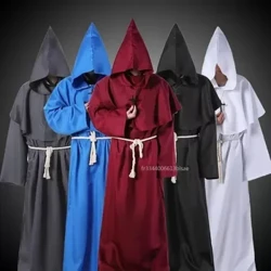 Costum de vrăjitor Costum de Halloween Costum de Cosplay Medieval Robă cu glugă Călugăr Robă de călugăr Costum de preot Îmbrăcăminte antică Costum creștin