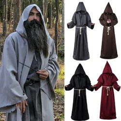 Halloween middelalderlig kristen bror Præst Kåbe Heks Troldmand Kappe Kap Fest Død Spøgelse Vampyr Djævel Cosplay Kostumer Tøj