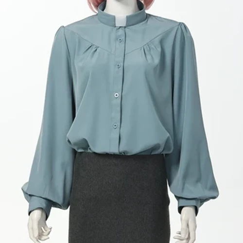 Camicia da clero con colletto a scheda donna a manica lunga uniforme da prete camicetta