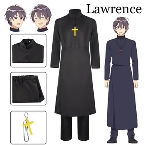 Anime Lawrence Cosplay Thánh Trắng và Đen Linh Mục Trang Phục Hóa Trang Hiro Seijo To Kuro Bokushi Quần Áo Đồng Phục cho Người Lớn
