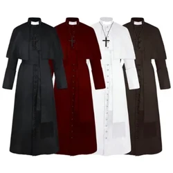 Enfärgad Priest Cos kostym Halloween Priest medeltida retro kostym