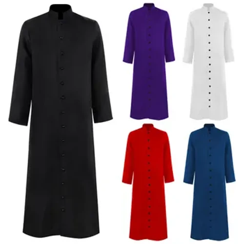Ijakhethi LaseMedieval Church Priest Ingubo Yomsele Ijakhethi Cassock Abefundisi Abashumayeli Amadoda Ame Collar Single Breast Minister Choir Roman Pastor