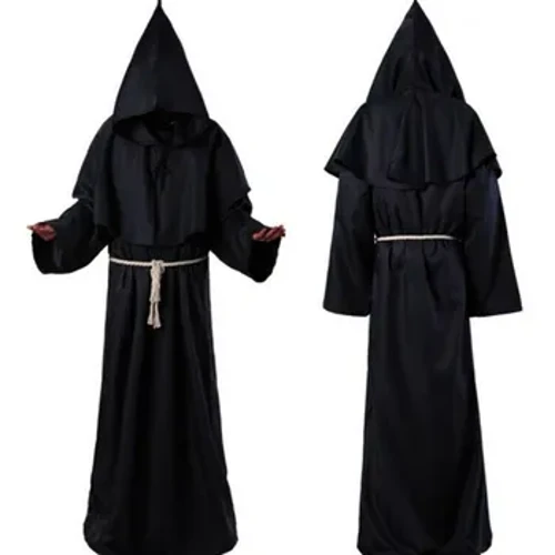 Cosplay Ingubo Yasenkathini Eyenziwe Ngesivikelo I-Monk Friar Ingubo Umpristi Imvunulo Yezingubo Zasendulo Isudi YamaKristu Ye-Wizard Entsha Imvunulo ye-Halloween