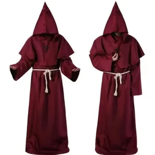 Carnival Death Robe Cos -asuhahmon esiintymisasu Keskiaikainen munkkiasu Wizard Priest Cos -asu