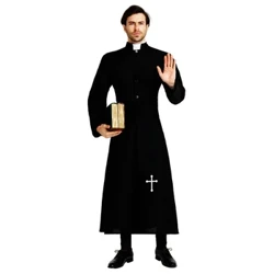 Suaugusiųjų kunigas Pastorius Ministras Kostiumai Vyrai Religiniai Misionieriai Dvasininkų kostiumai Karnavalas Purim Mardi Gras Vocaloid Cosplay