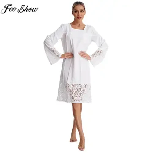 Kadınlar Uzun Kollu Dantel Din Adamları Rahip Surplice Kilise Korosu Liturgical Robe Cotta Vestment Cadılar Bayramı Cosplay Ibadet Etkinliği için