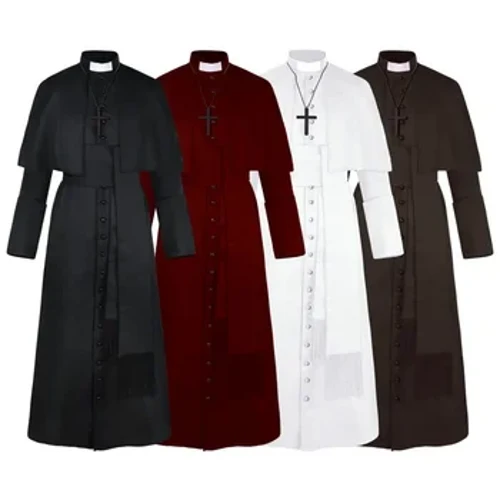 Halloween Priest Anime Cos O'rta asr retro kostyumi To'g'ri rangdagi Priest Cos Kostyum Anime Cos