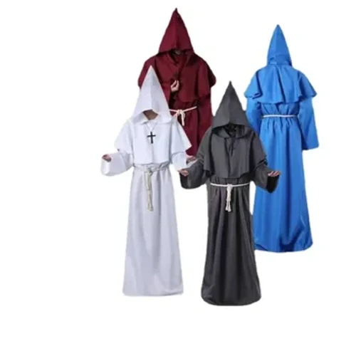 Keskiaikainen munkkiasu Wizard Priest Cos -asu karnevaali Kuolemanviitta Cos-asuhahmon esiintymisasu