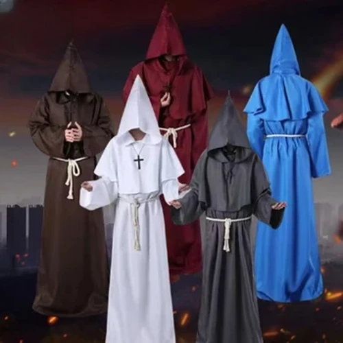 Munkkläder Forntida dräkt Medeltida Munkrock Trollkarl Kläder Prästkläder Halloween Cos Kostym