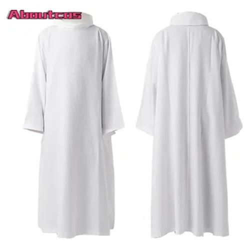Aboutcos 3XL Cadılar Bayramı Beyaz Erkekler Kadınlar Için Orta Doğu Arap Hıristiyan Katolik Rahipler Din Adamları Elbiseler Rahip Azizler Cadılar Bayramı Elbise