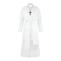 Halloween Priest mëttelalterlech Retro Kostüm Solid Faarf Priest Cos Kostüm