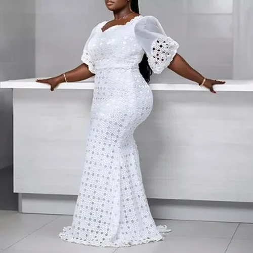 Afrika Kläder Lyx Afton Nya Klänningar för Kvinnor Sommar Afrikansk Bröllopsfest Spets Lång Klänning Turkiet Outfits Robe Ankara