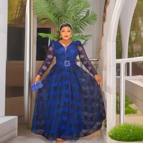 Nā Lole ʻApelika no nā Wahine ʻApelika Lole Elegant Party Nā lole nani no nā wahine ahiahi Long Turkey Muslim Print Maxi Dress