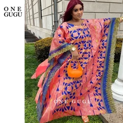 Африкански жени Bazin Dress Mix Size Peach Embroidery Basin Riche Dashiki Robe For Nigerian Ankara Bride Wedding Dress Dress