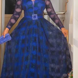 Rochii africane pentru femei 2024 rochie lungă pentru petrecere de seară de dimensiuni mari Îmbrăcăminte africană rochie maxi elegantă cu imprimeu musulman de curcan