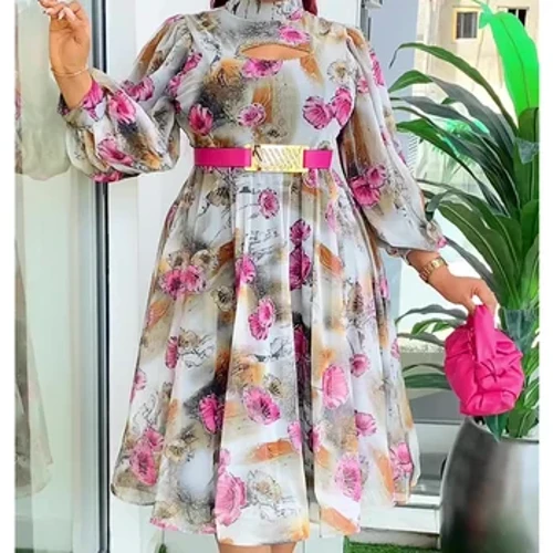 ʻO nā lole ʻApelika nani no nā wahine 2024 New Spring Summer Fashion Africa Lole Muslim Print Evening Party Long Dress
